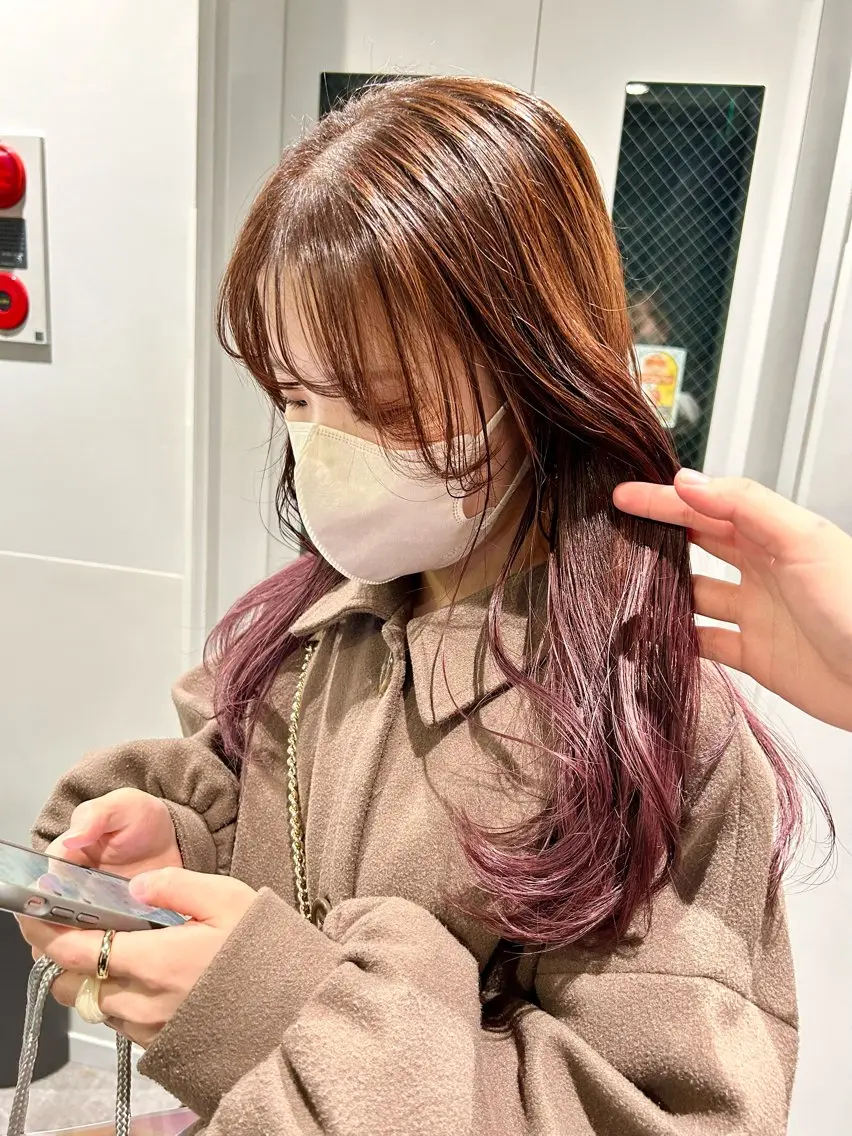 ロング カラー お団子ヘア ブリーチ グラデーションカラー 🎀ヘアセット透明感 /REINA🎀のヘアスタイル