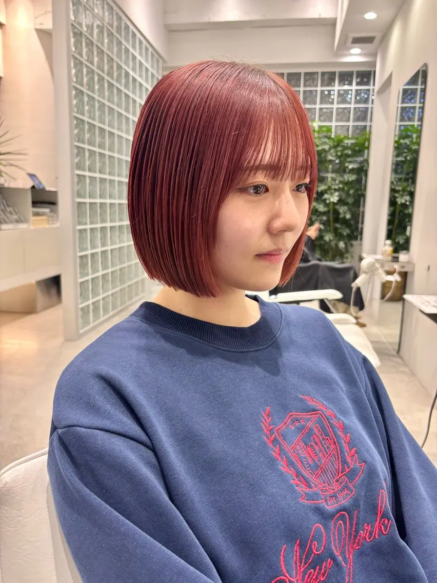 カラー ブリーチ レッドカラー ヘアカラー AIKA🤍 カットモデル募集🫧のヘアスタイル