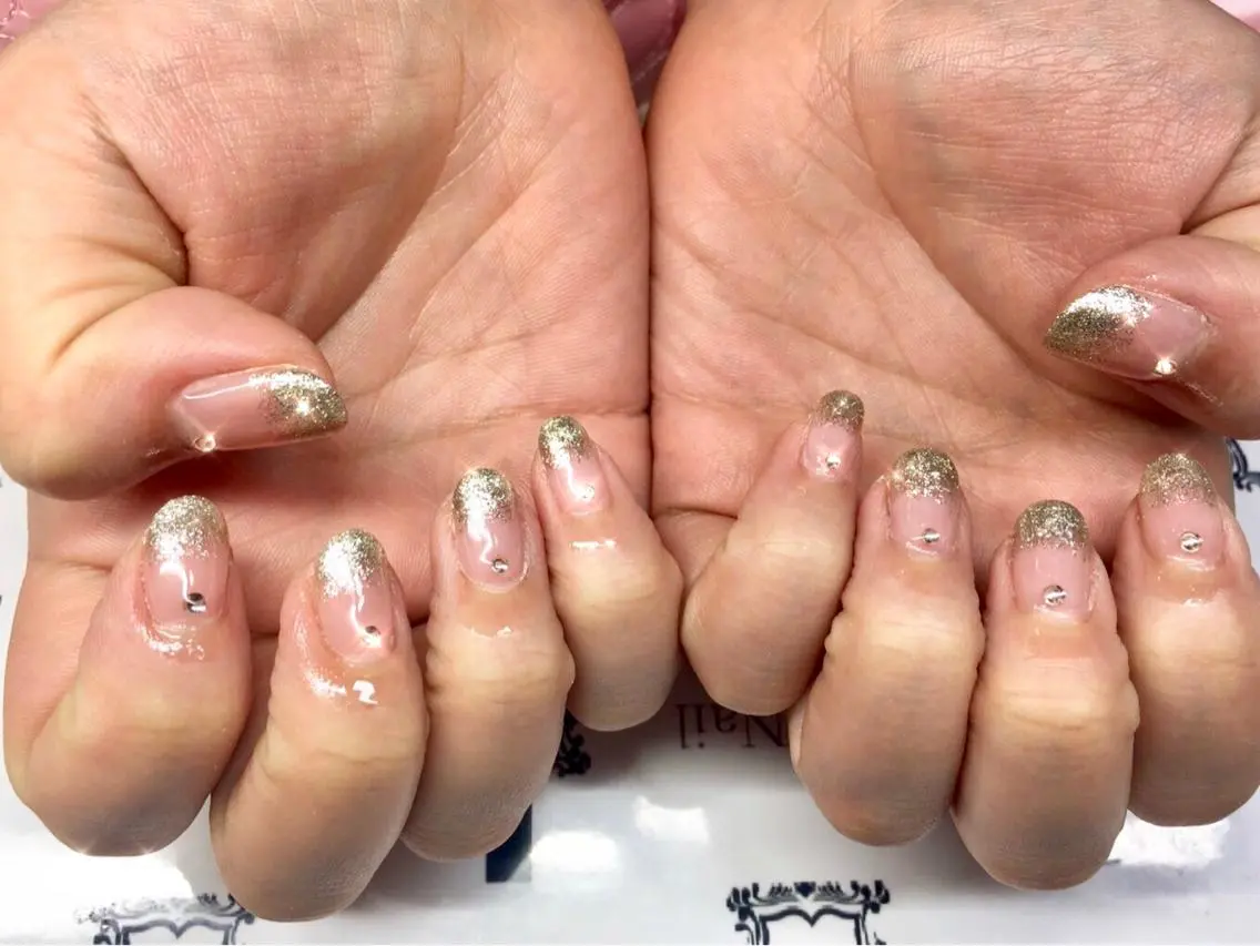 ネイル グラデーション ラメ(グリッター) ラメグラデーション ストーンネイル M's nail ..高幡不動のネイルデザイン