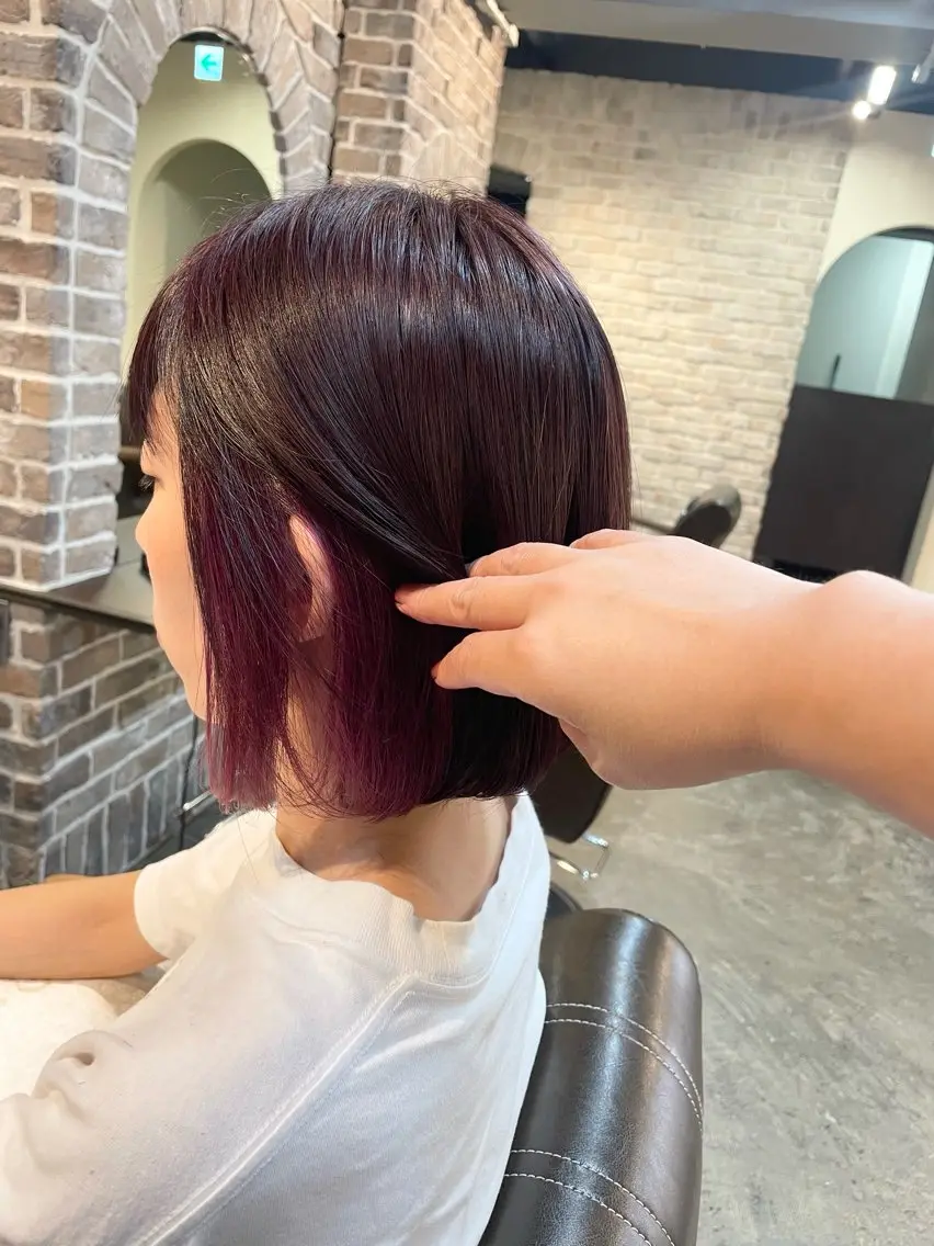 ミディアム カラー ピンクカラー 艶カラー/インナー /グラデ/大西小百合のヘアスタイル