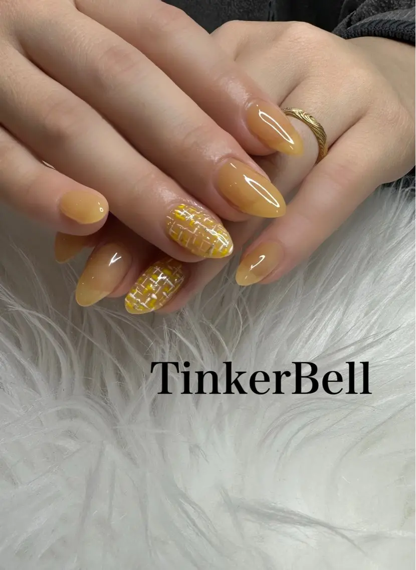 ネイル シンプルネイル 春ネイル ハンドネイル Tinker Bellのネイルデザイン