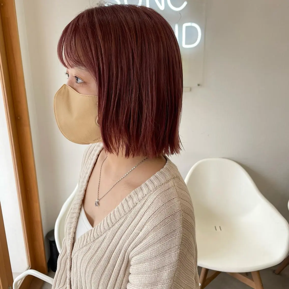 ミディアム ボブ ヘアカラー トリートメント SUNC/🤎 オオクマ カナエ🤎のヘアスタイル