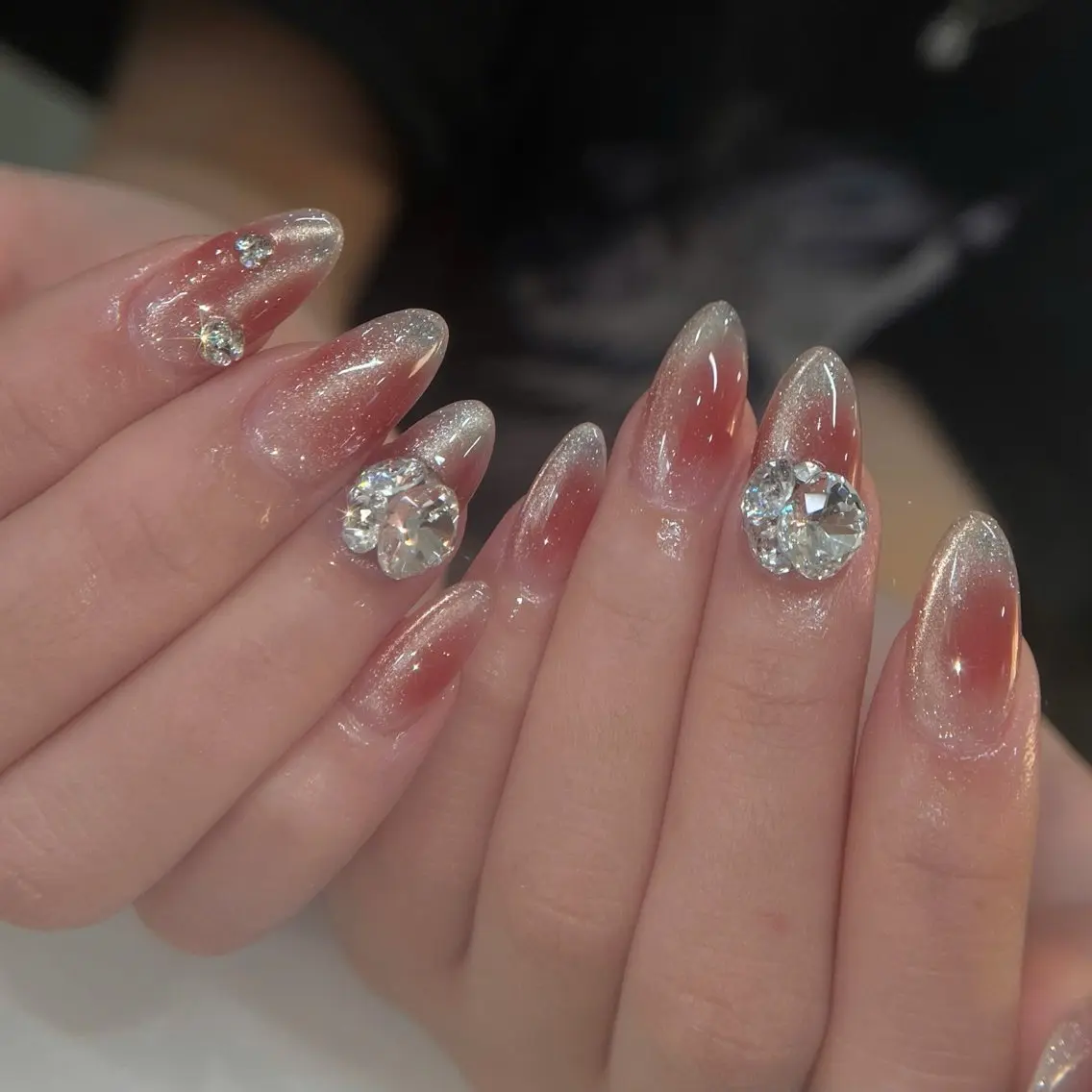 ネイル アートネイル ボルドー フレンチネイル ジェルネイル 氷ネイル・うるうるネイル ハンドネイル Julie NailSalonのネイルデザイン