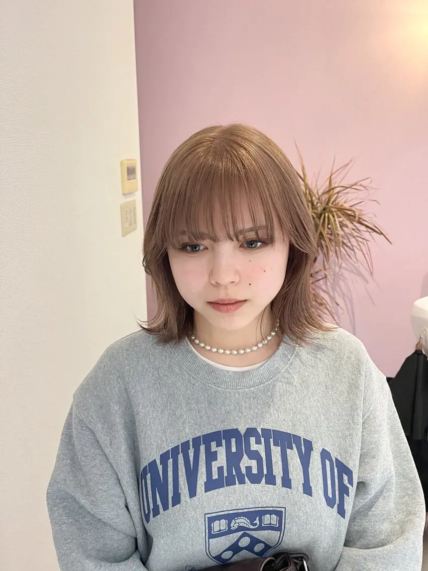 ミディアム カラー ベージュカラー ピンクカラー ピンクベージュ Bonheur銀座 /runaのヘアスタイル