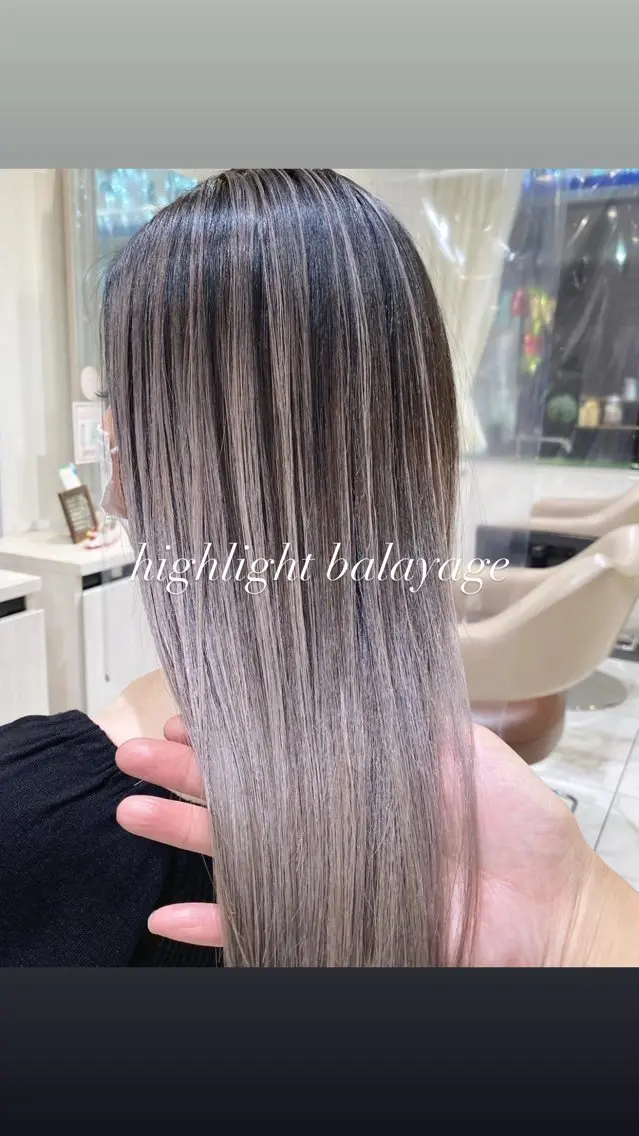 セミロング カラー バレイヤージュ ブリーチ グラデーションカラー ハイライトカラー ハイライト ヘアカラー トリートメント 大宮/バレイヤージュ 髪質改善/澤田隆誠のヘアスタイル
