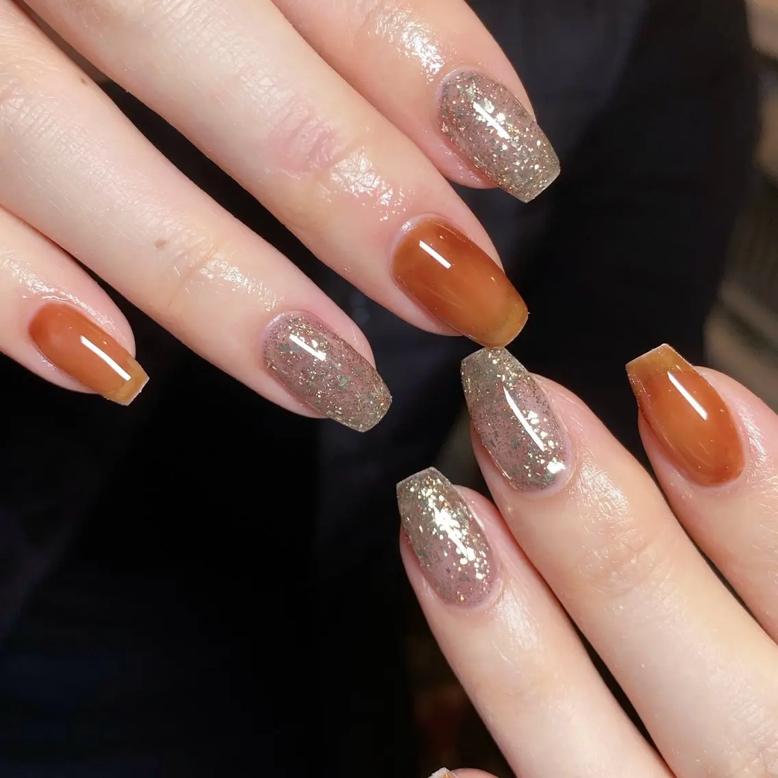 ネイル ハンドネイル Dark honey スカルプ専門原宿店のネイルデザイン
