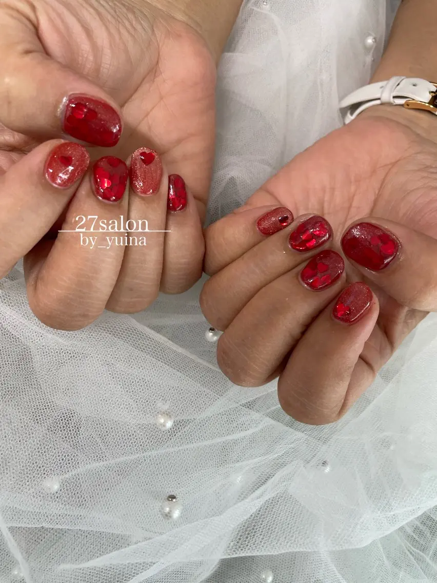 ネイル ハート マグネットネイル ハンドネイル 27salon yuinaのネイルデザイン
