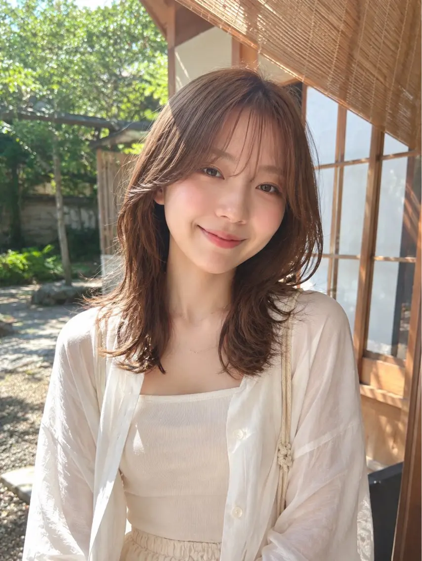 ミディアム カラー カット ヘアカラー トリートメント 小顔垢抜けレイヤー/ ハイトーン/YUTOのヘアスタイル