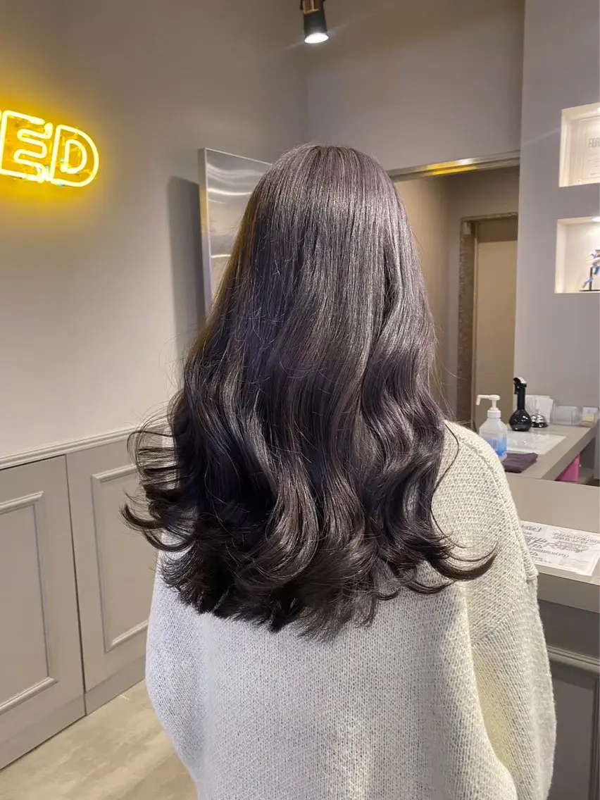 セミロング カラー ヘアアレンジ 💖似合わせカラー レイヤー💖縮毛矯正のヘアスタイル