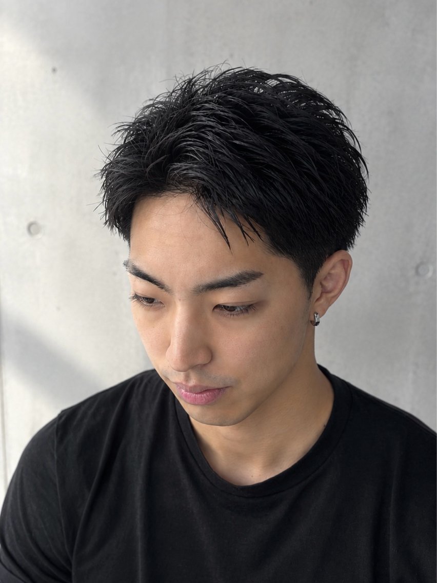 メンズ アップバング 花澤 孝太/レディースヘアのヘアスタイル