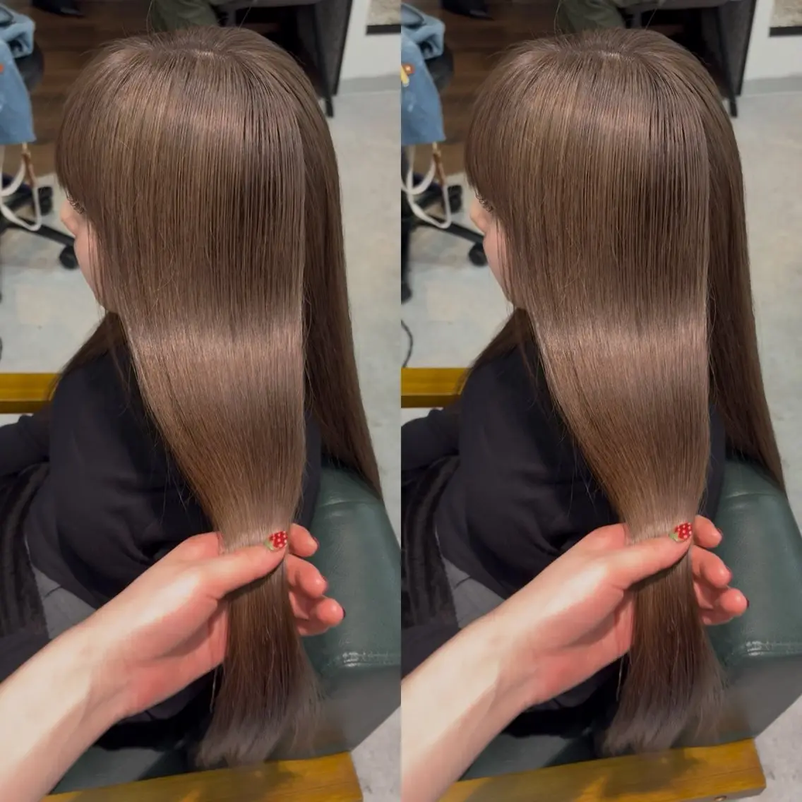 ロング カラー ベージュカラー 透明感カラー モカベージュ ヘアカラー なんば、心斎橋🍓 ハイトーンnicoのヘアスタイル