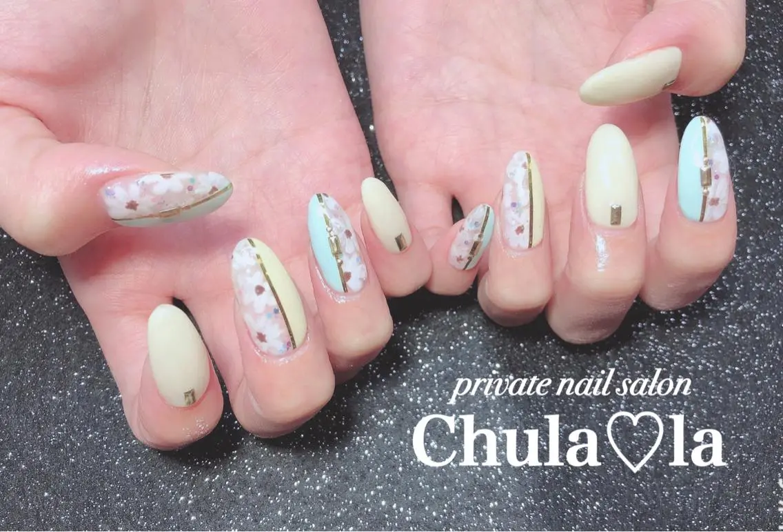 ネイル フラワーネイル 春ネイル Chula♡la 豊見城市高安のネイルデザイン