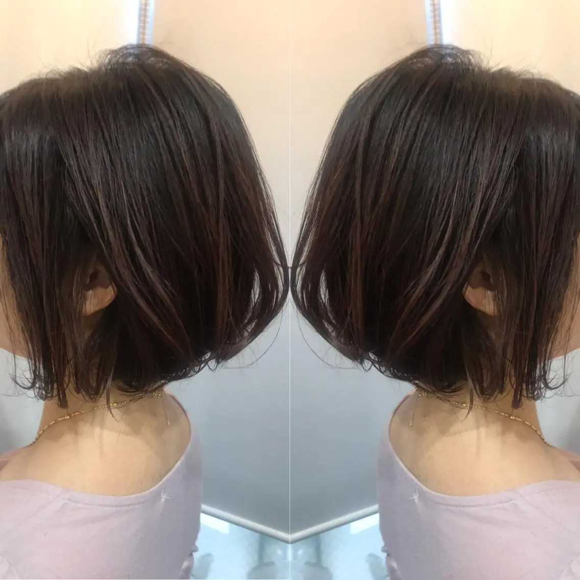 ミディアム カラー カシス ピンクカラー ボブ 柴田 祐輔のヘアスタイル