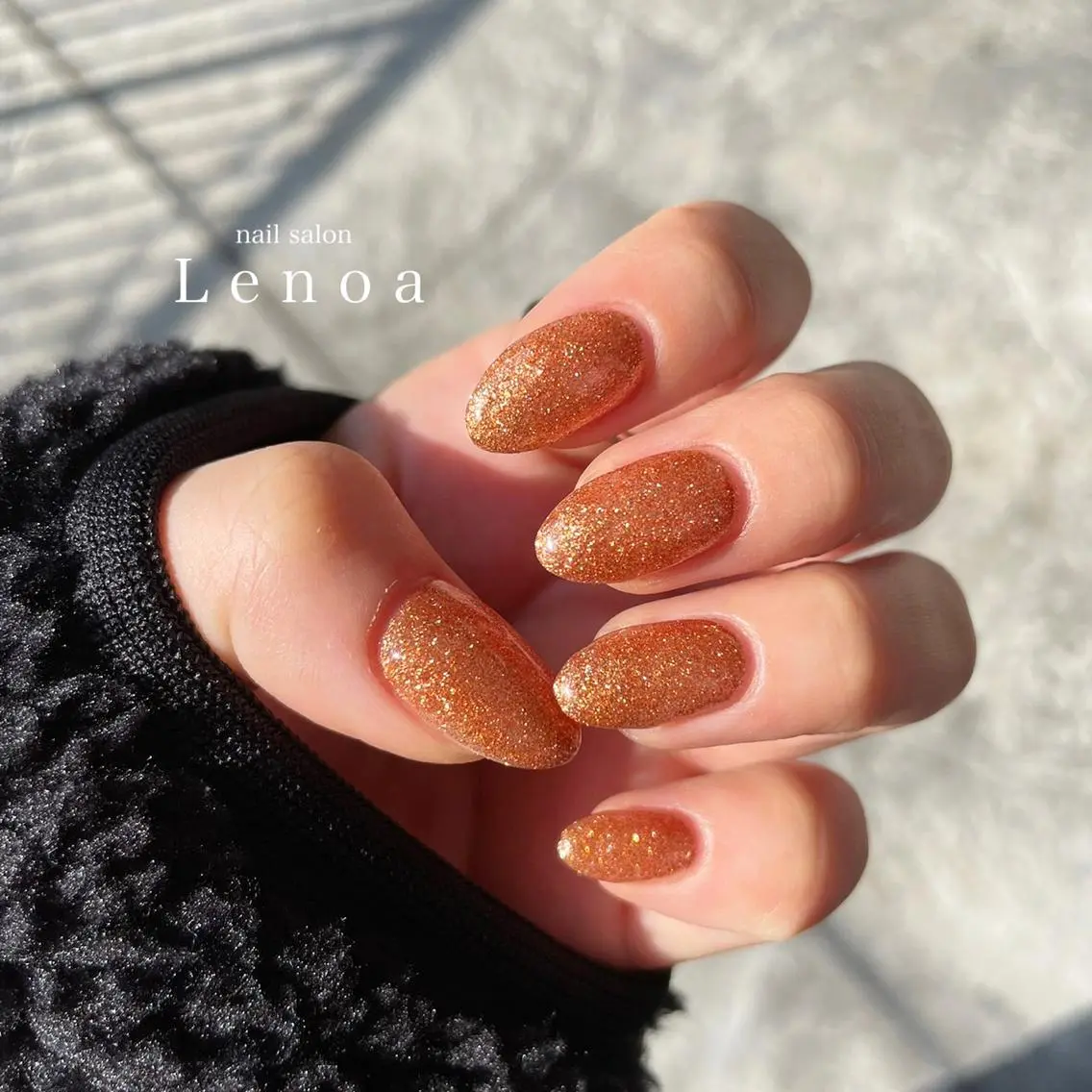 ネイル クリアネイル キラキラネイル マグネットネイル ニュアンスネイル オレンジ nailsalon Lenoaのネイルデザイン