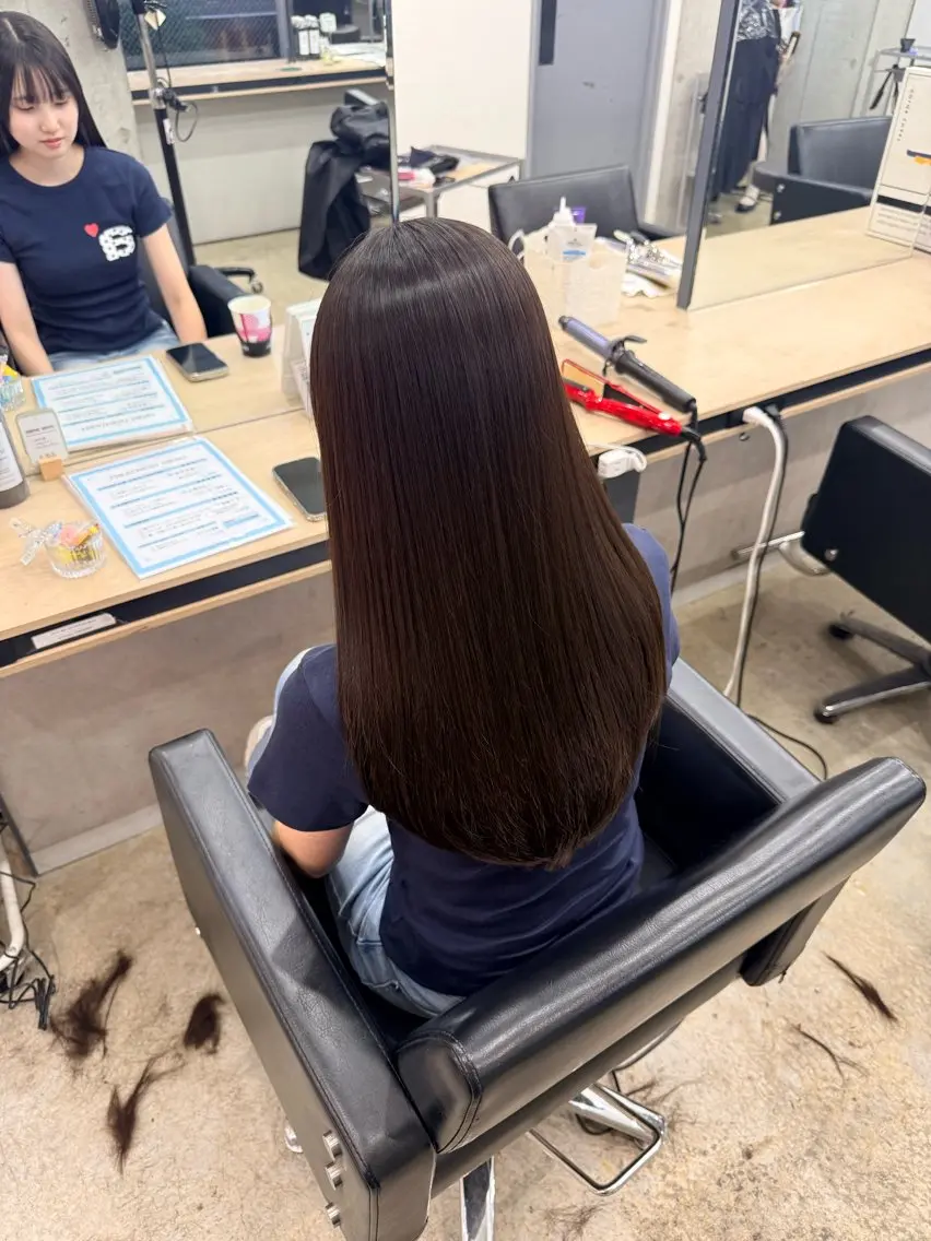 ロング パーマ 縮毛矯正 カット 縮毛矯正 ʚNANAɞブリーチ カラー/透明感/赤羽のヘアスタイル