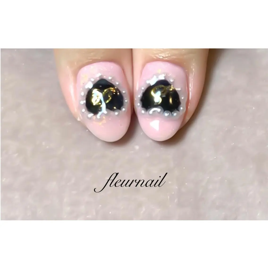 ネイル ブルー 長さ出し ハート ハンドネイル fleurnail miuraのネイルデザイン