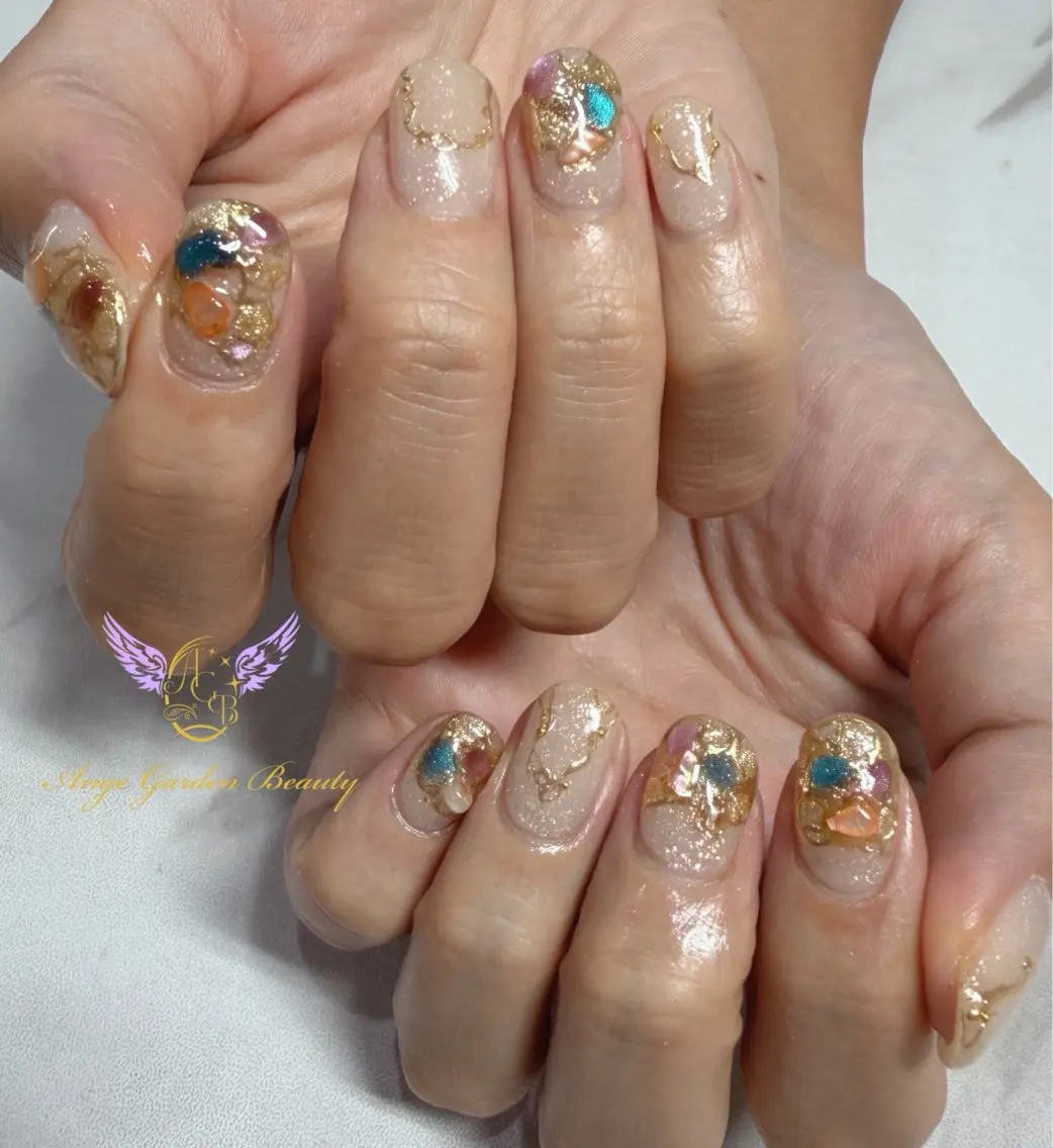 ネイル ゴールド ミラーネイル ハンドネイル AngeGarden Beautymihoのネイルデザイン