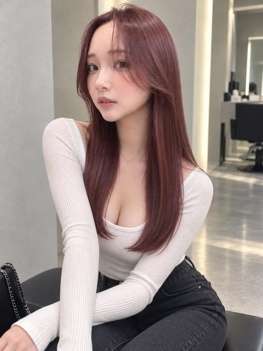 セミロング カラー ヘアアレンジ ブリーチ 透明感カラー ハイトーンカラー 髪質改善 韓国風ヘア カット ヘアカラー トリートメント ヘアセット 髪質改善🫧縮毛矯正 ハイトーン/れんのヘアスタイル