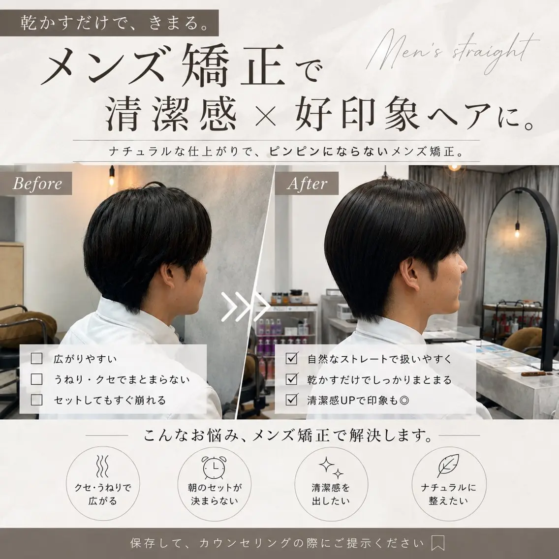 メンズ 縮毛矯正 トリートメント コトミ 韓国／ボブのヘアスタイル