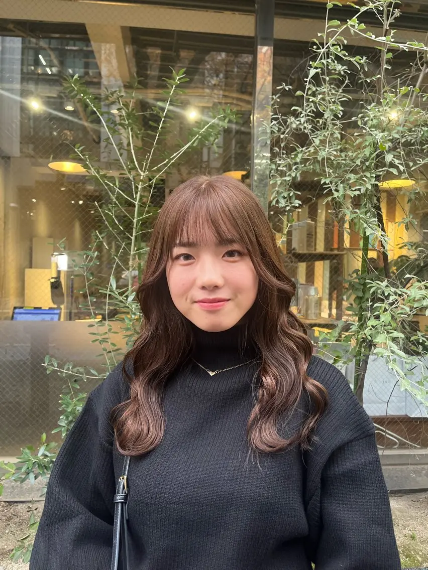 カラー ブリーチ ブラウンカラー ダブルカラー ブリーチなしカラー えんぐちとも／透明感 カラー／博多ボブのヘアスタイル