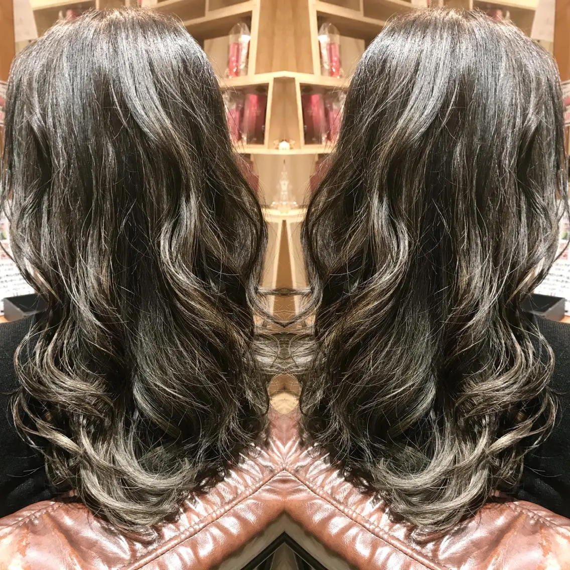 セミロング カラー シールエクステ⭐️ オオミタクヤのヘアスタイル