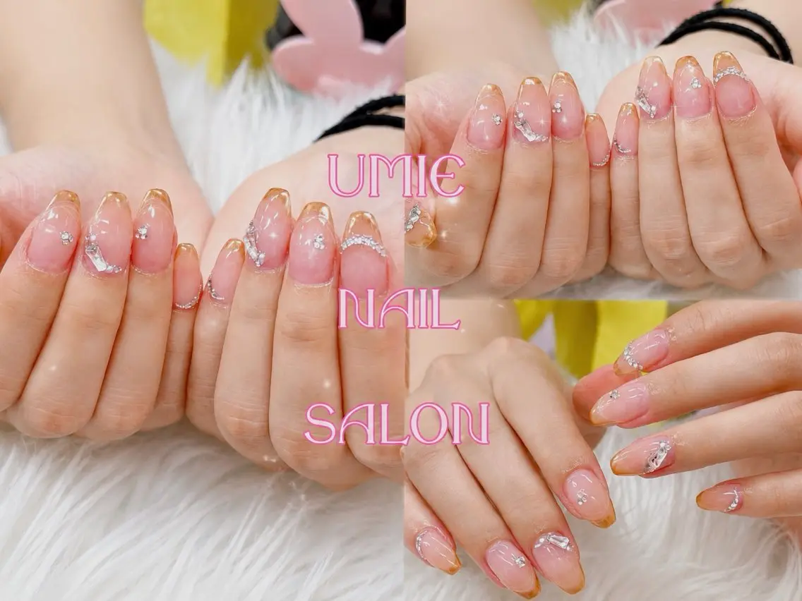 ネイル フットネイル フレンチネイル グラデーション キラキラネイル 韓国ネイル UMIE NAIL SALONのネイルデザイン
