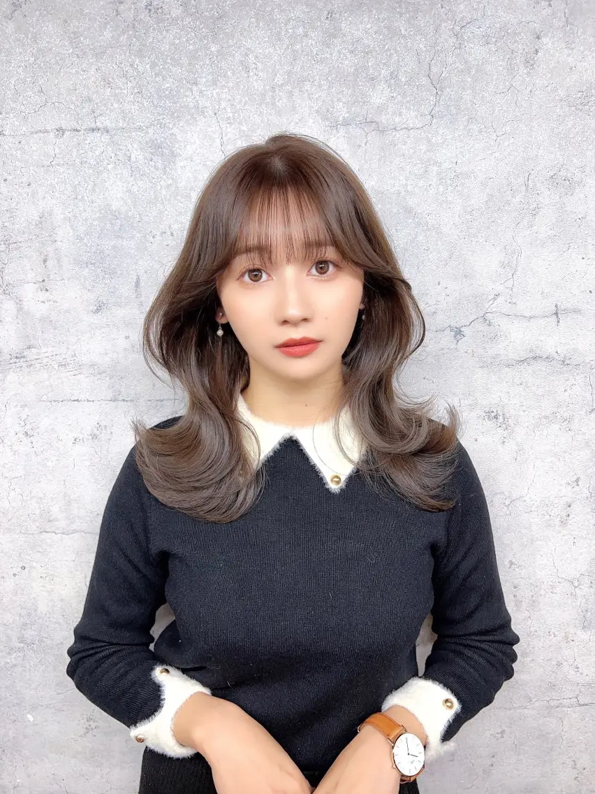 ミディアム カラー ヘアアレンジ カット ヘアカラー トリートメント ヘッドスパ ヘアセット 韓国レイヤー/ 顔周り💕田中将吾のヘアスタイル