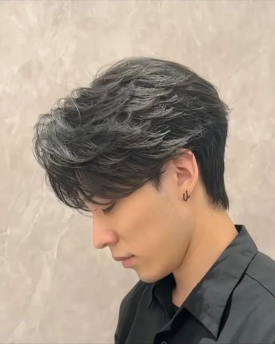 ミディアム パーマ メンズ カット パーマ きょーすけ 💈barberのヘアスタイル