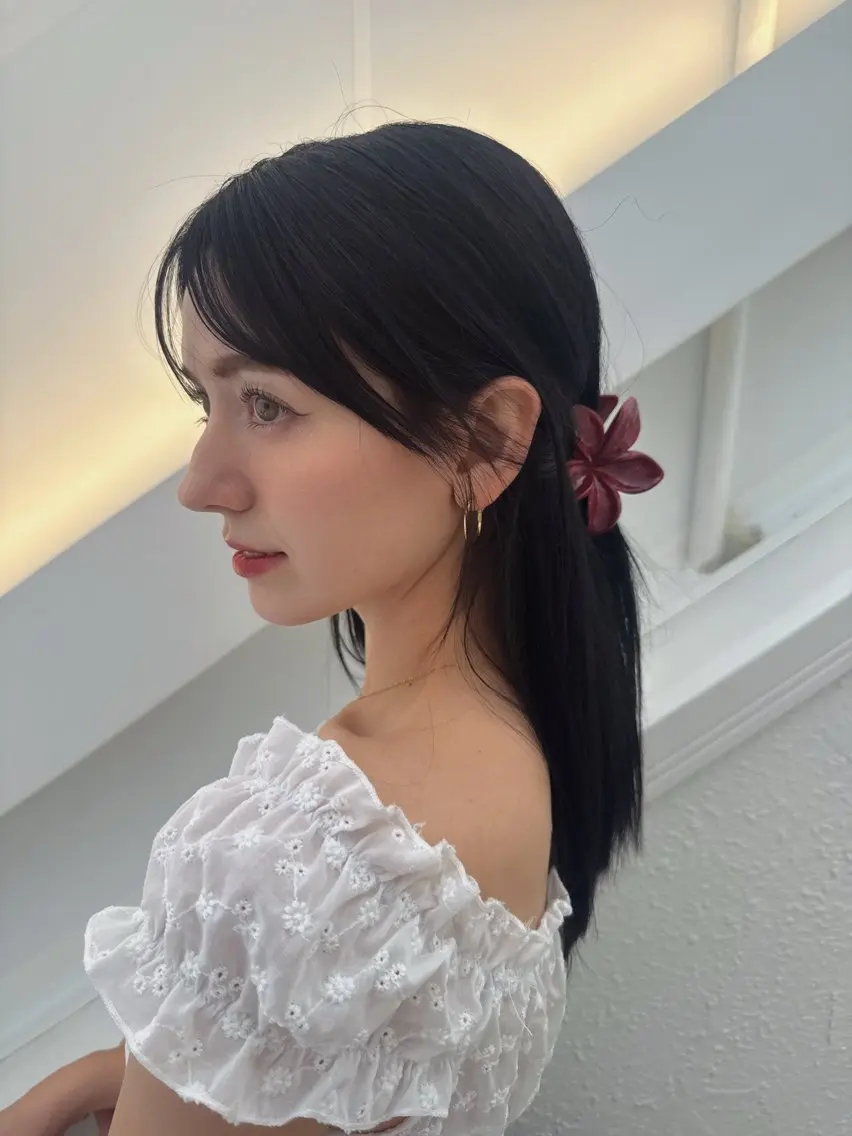 ミディアム カラー 黒髪 ブリーチ 透明感カラー ブリーチなしカラー 卒業式のヘアスタイル 💎透明感カラー特化 💎TAISEIのヘアスタイル