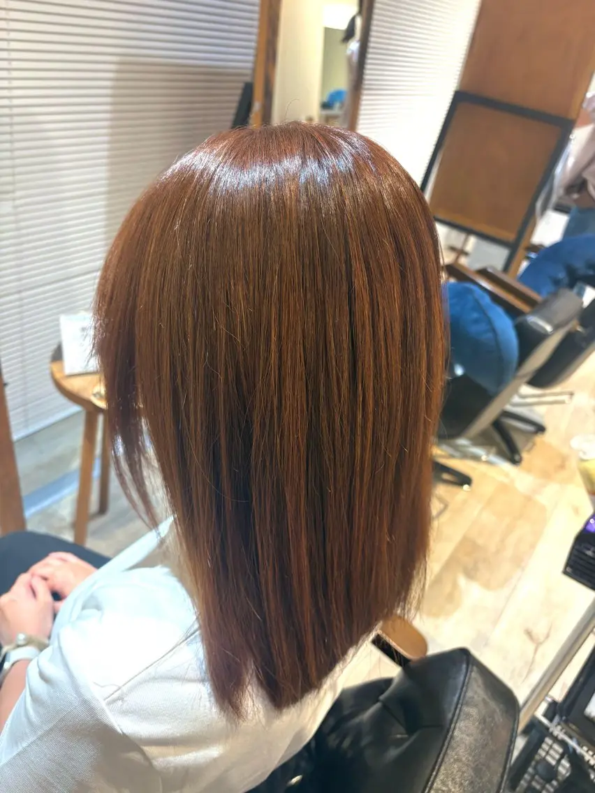 セミロング カラー ハイライトカラー オレンジ ハイライト 暖色カラー/艶髪/ 🌻木村真緒🌻のヘアスタイル