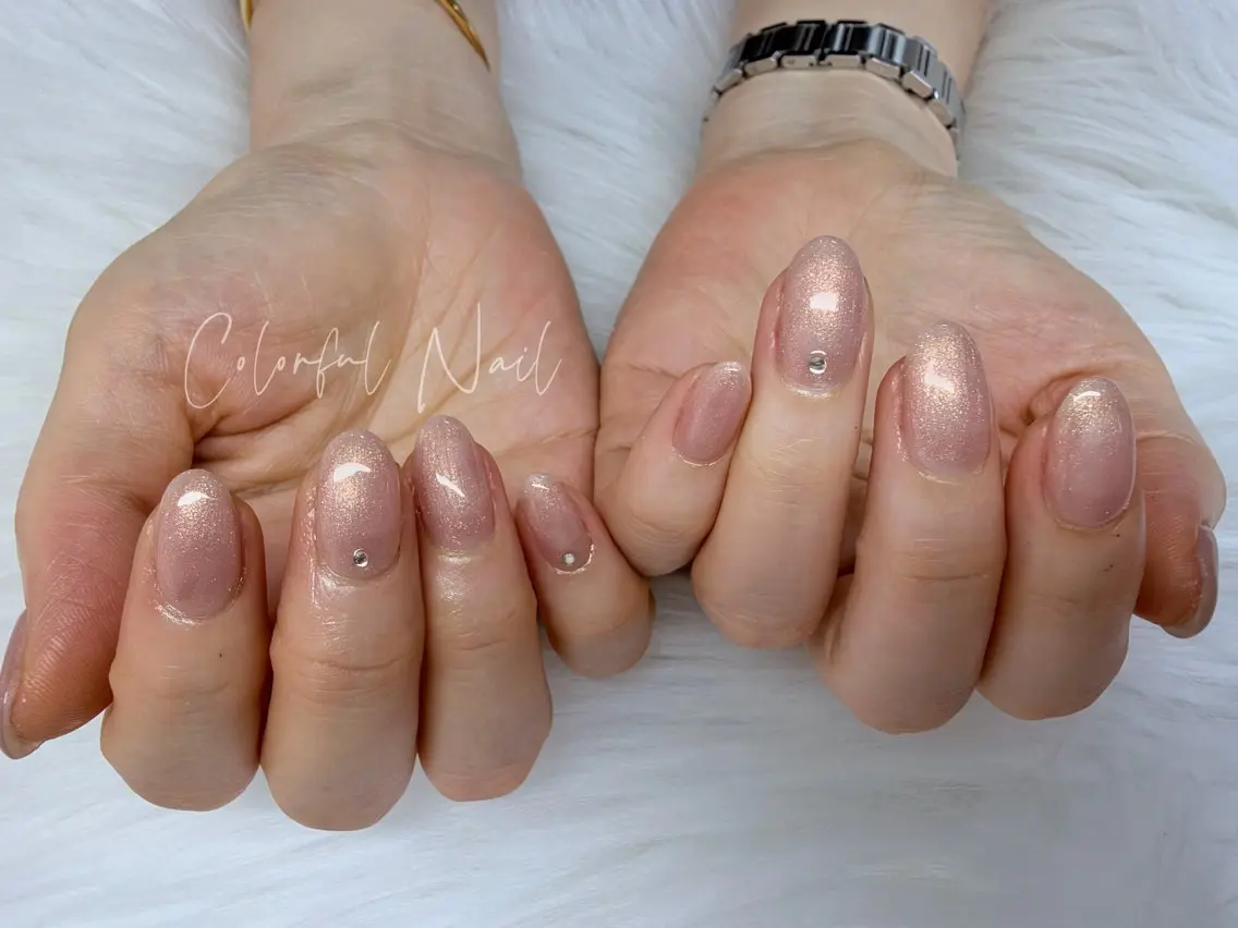 🦋ワンカラーorラメグラ✨ ストーン/パール❤️5個付き ⭐️新規ソフトジェルオフ無料です60分の写真