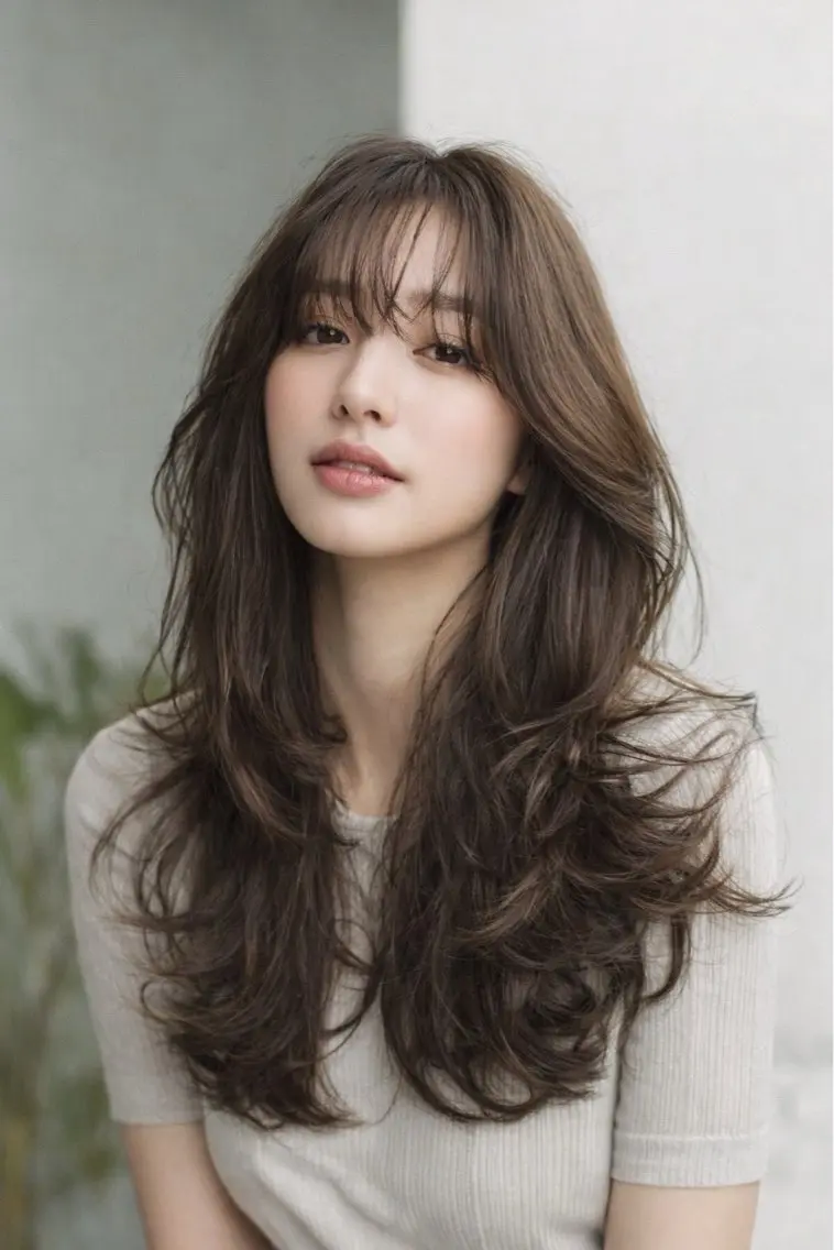 ロング カラー ヘアカラー 🍒モテ暖色カラー × うる艶✧ ゆなのヘアスタイル