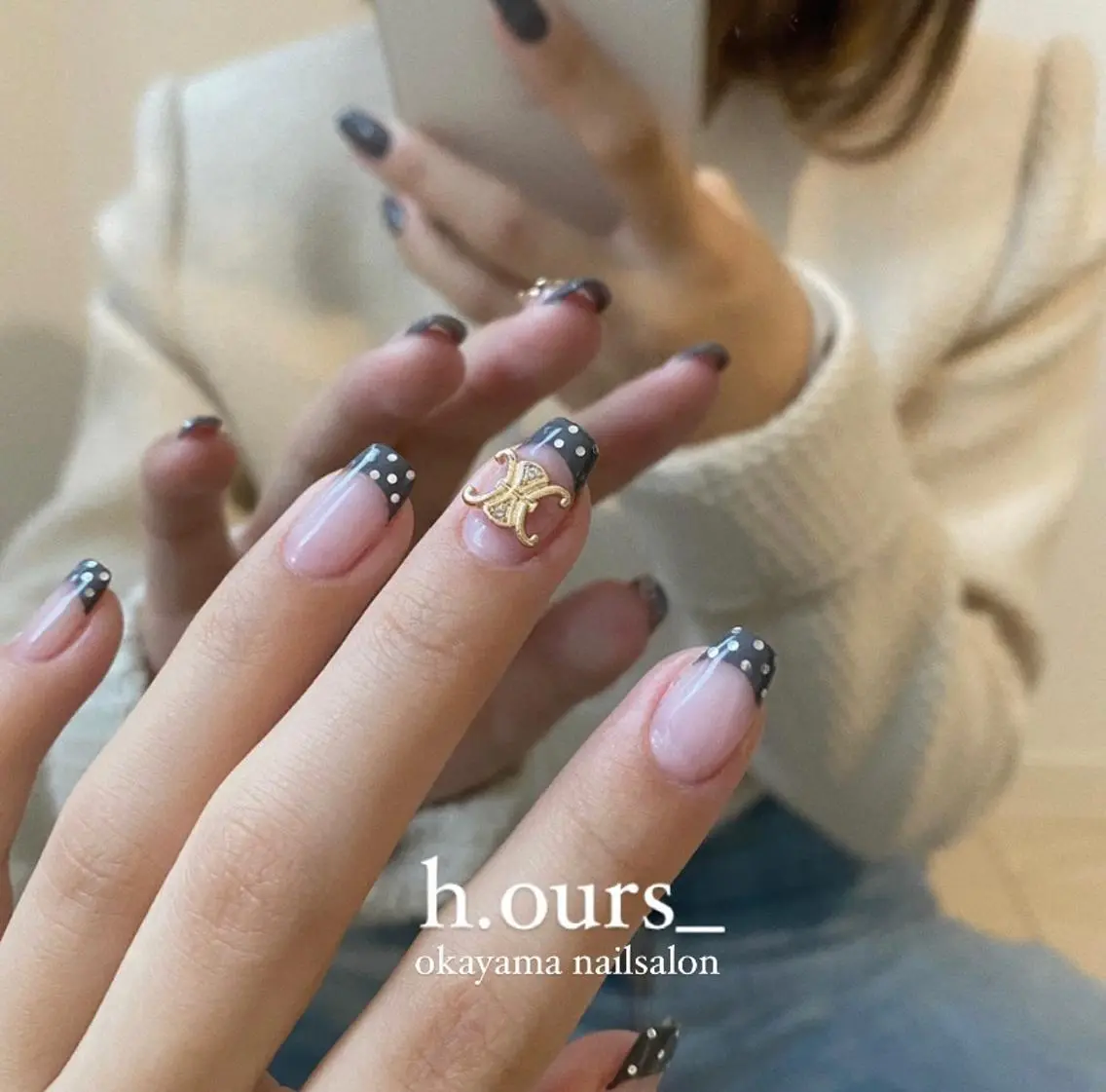 ネイル ドット フレンチネイル ハンドネイル h.ours _のネイルデザイン