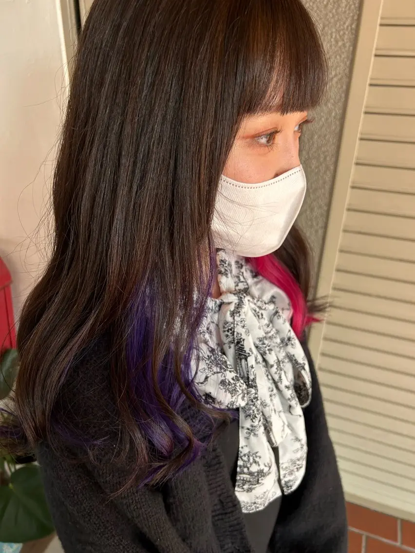 ロング カラー インナーカラー ラベンダーカラー ピンクカラー noce harumiのヘアスタイル