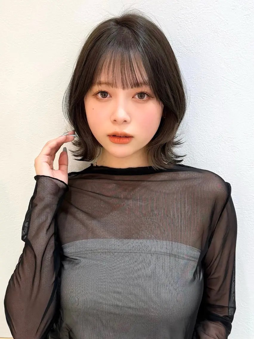 ミディアム カット ヘアカラー トリートメント 新宿/髪質改善/ボブ 韓国レイヤー大重聖斗のヘアスタイル