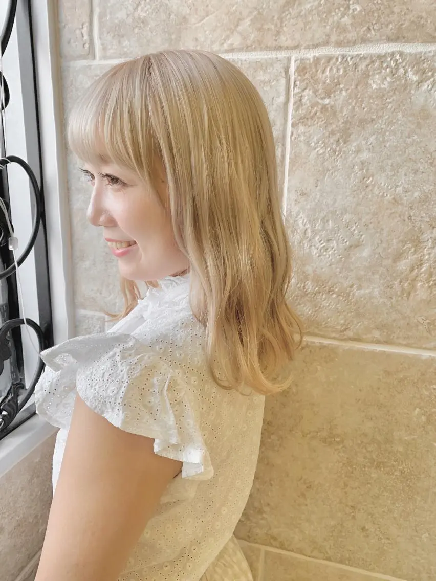 ✨🍊🍑♡ダメージ94%off！ケアブリーチ使用！&premium髪質改善inケアカラー（全頭ブリーチ）♡🎀🍭✨の写真