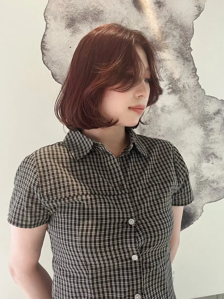 ミディアム カラー ブリーチ ブラウンカラー 透明感カラー ブリーチなしカラー レッドカラー ヘアカラー トリートメント AMI🎀韓国ヘア 透明感カラーのヘアスタイル