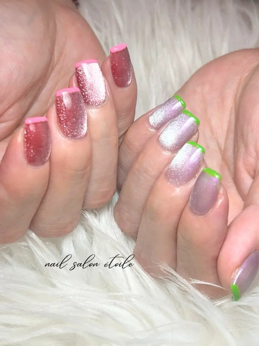 ネイル マグネットネイル 夏ネイル ハンドネイル nail salon étoileのネイルデザイン