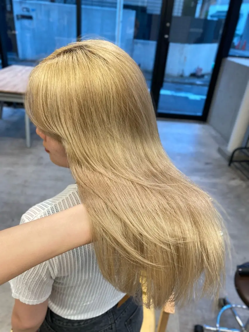 ロング カラー ベージュカラー ブロンド ダブルカラー ヘアカラー レイヤー/柔色 カラー/SAkiのヘアスタイル
