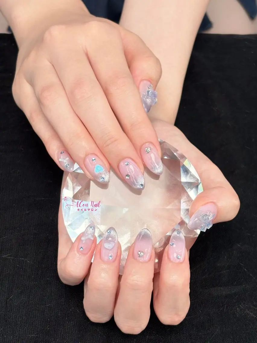ネイル 桜ネイル 長さ出し フラワーネイル フレンチネイル ジェルネイル ハンドネイル ACon NailSalonのネイルデザイン