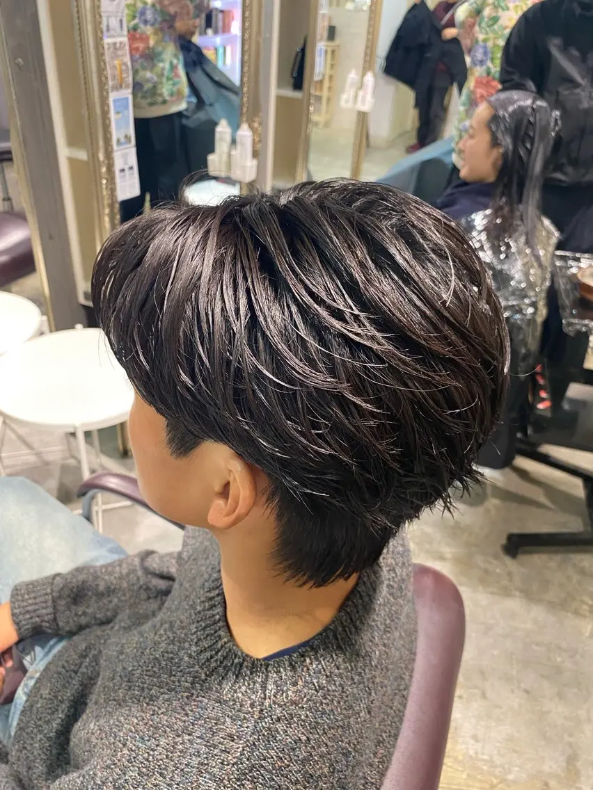 ショート パーマ メンズ フェザーパーマ メンズパーマ カット パーマ パーマ特化/フェザー パーマシャドウ/真生のヘアスタイル