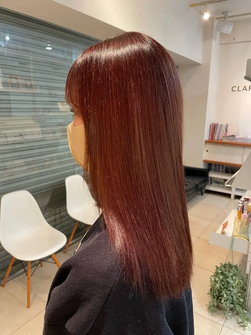 セミロング カラー オレンジ ピンクカラー すずな【レディース カットモデル募集中】のヘアスタイル