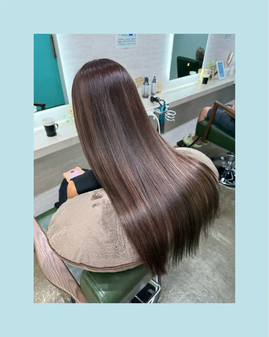 セミロング カラー セミロングパーマ ケアカラー インナーカラー 髪質改善 縮毛矯正 カット ヘアカラー 縮毛矯正 トリートメント 縮毛矯正/ /関内/あべももこのヘアスタイル