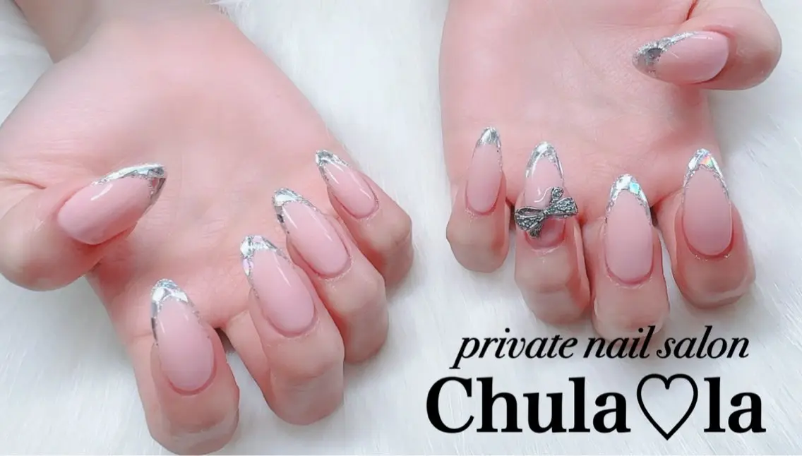 ネイル フレンチネイル ガラスフレンチ ハンドネイル Chula♡la 豊見城市高安のネイルデザイン