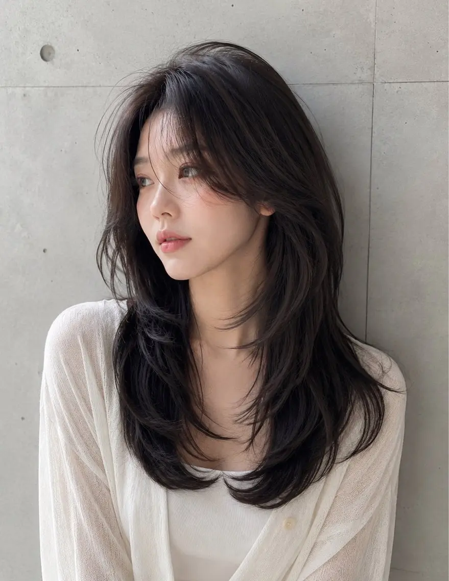 セミロング カラー ヘアアレンジ 透明感カラー グレージュ ハッシュカット 韓国風ヘア レイヤーカット カット ヘアカラー トリートメント 🌫️大人韓国ヘア 🌫️naoyaのヘアスタイル