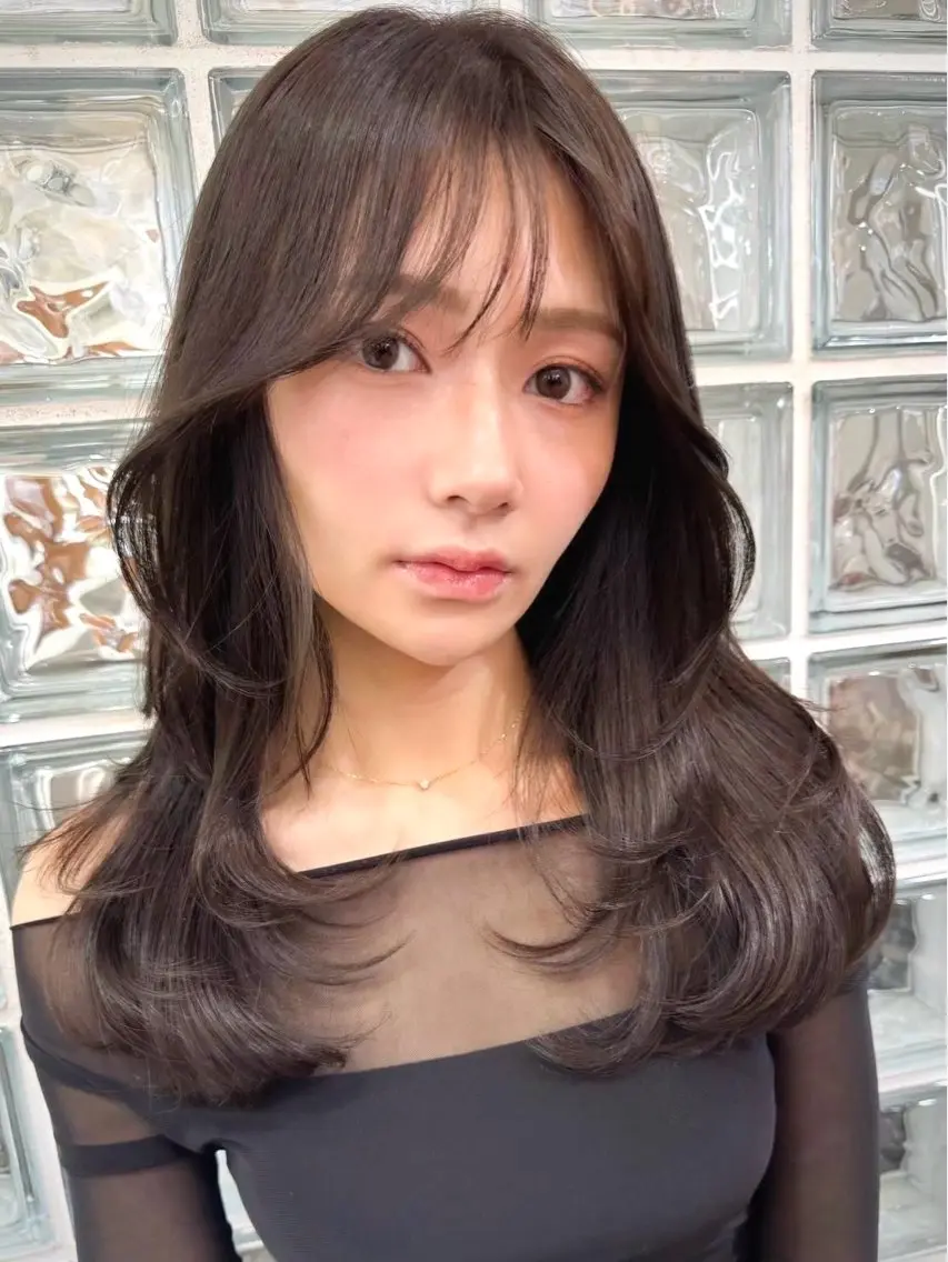 ロング カラー 透明感カラー グレージュ 顔周りカット カット ヘアカラー 小顔ボブ jilblanカホのヘアスタイル