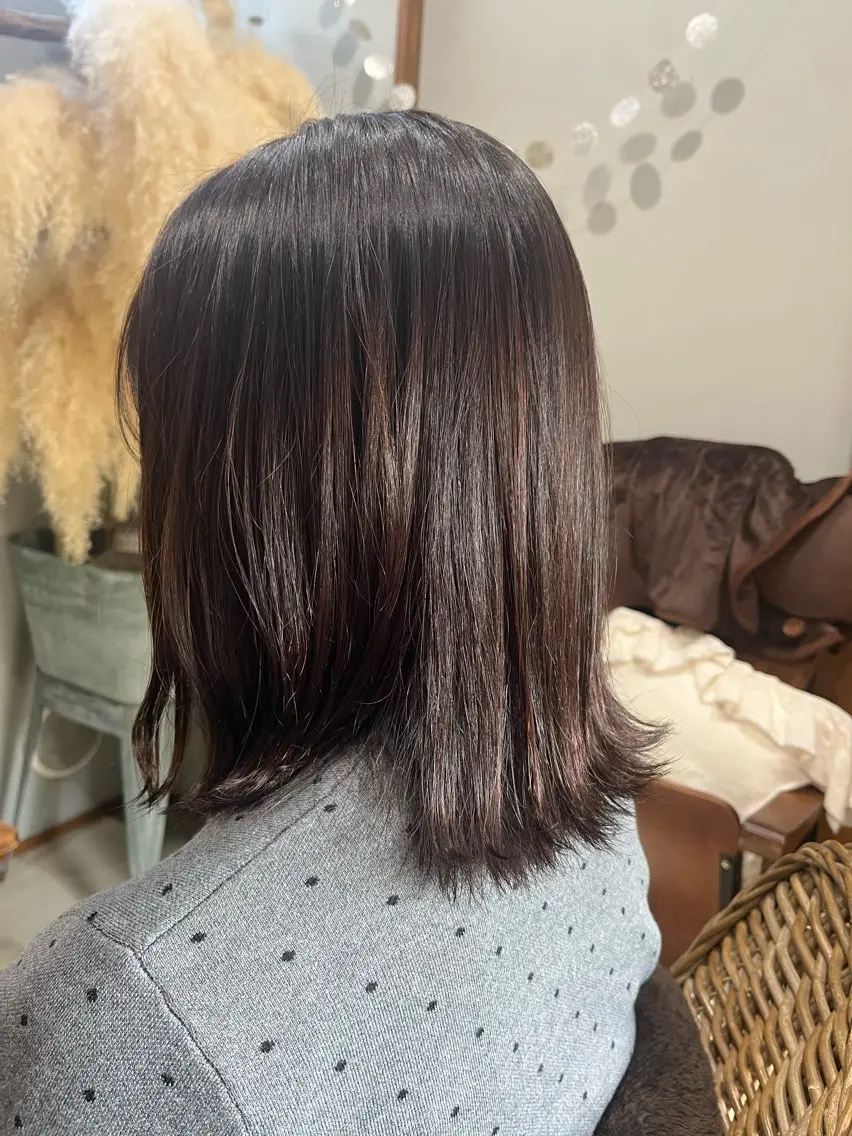 ミディアム カラー ブラウンカラー カット ヘアカラー トリートメント フクウラ ミホのヘアスタイル
