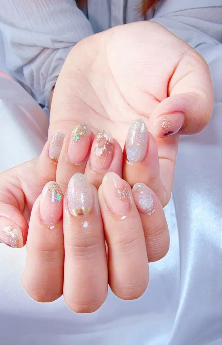 ネイル オーロラネイル チークネイル 長さ出し フットネイル フレンチネイル ハンドネイル Miss Nailのネイルデザイン