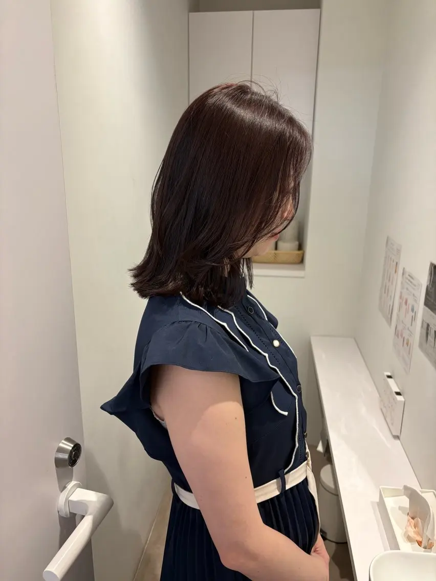 ミディアム カラー レッドカラー カット ヘアカラー 透明感カラー🫧 nanohaのヘアスタイル