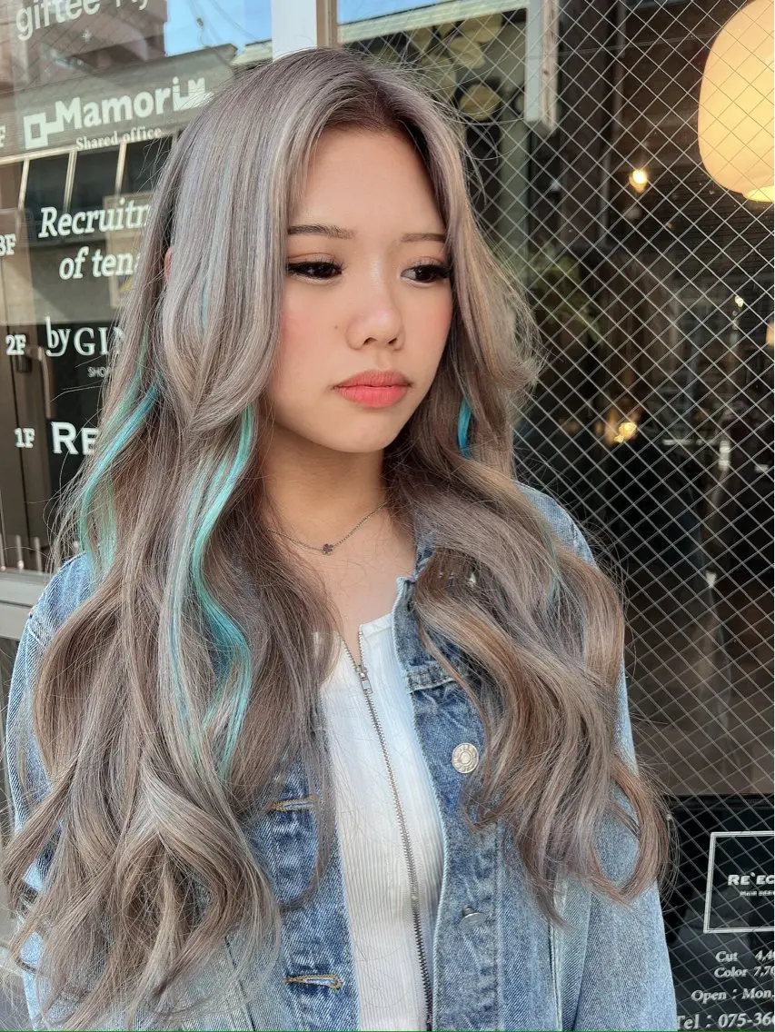 セミロング カラー プルエクステ シールエクステ セミロングパーマ 黒髪 ブリーチ カット ヘアカラー エクステ 💎ルフレ歌舞伎町 💎プルエクステのヘアスタイル